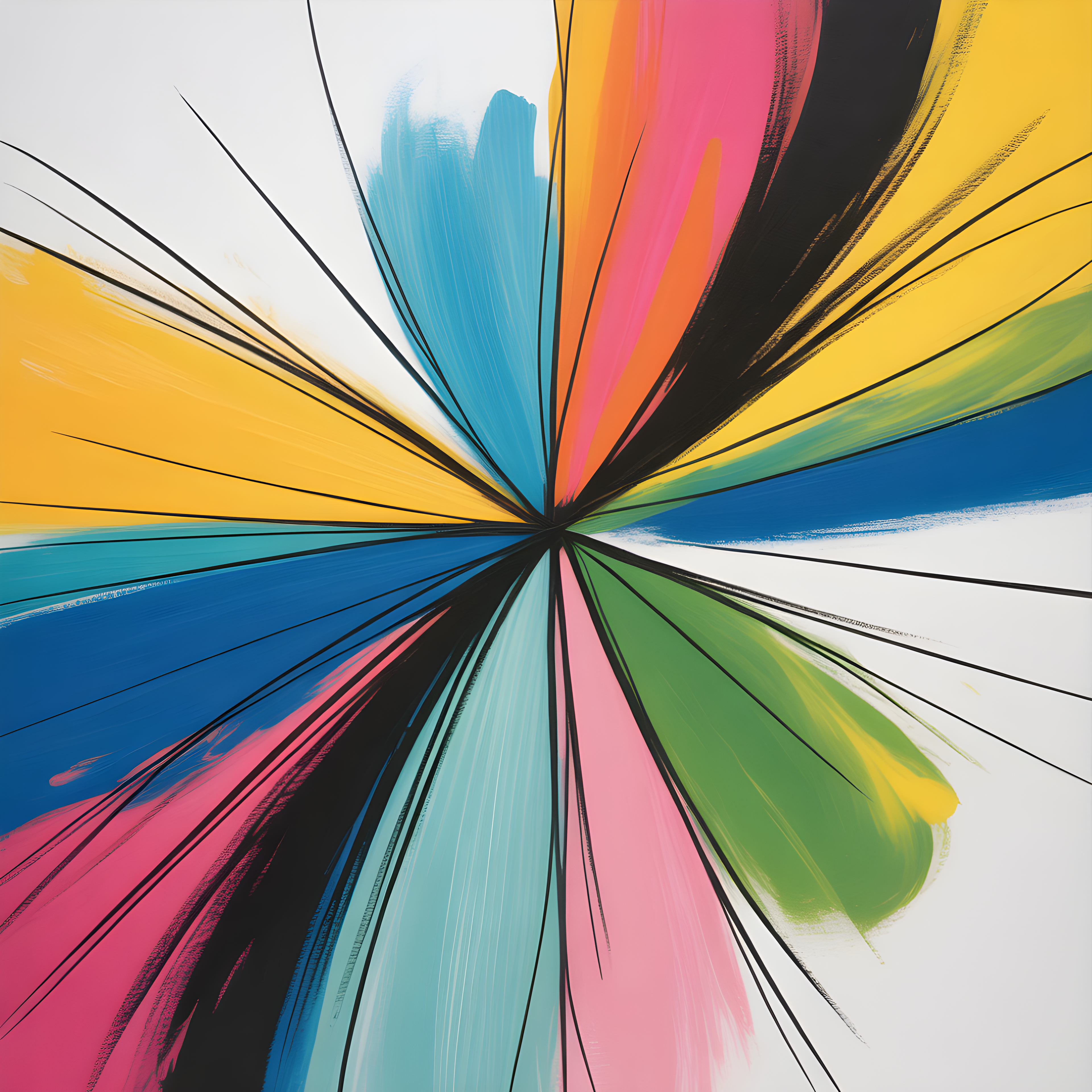 Colorful Radial Burst Abstract Canvas Wall Art