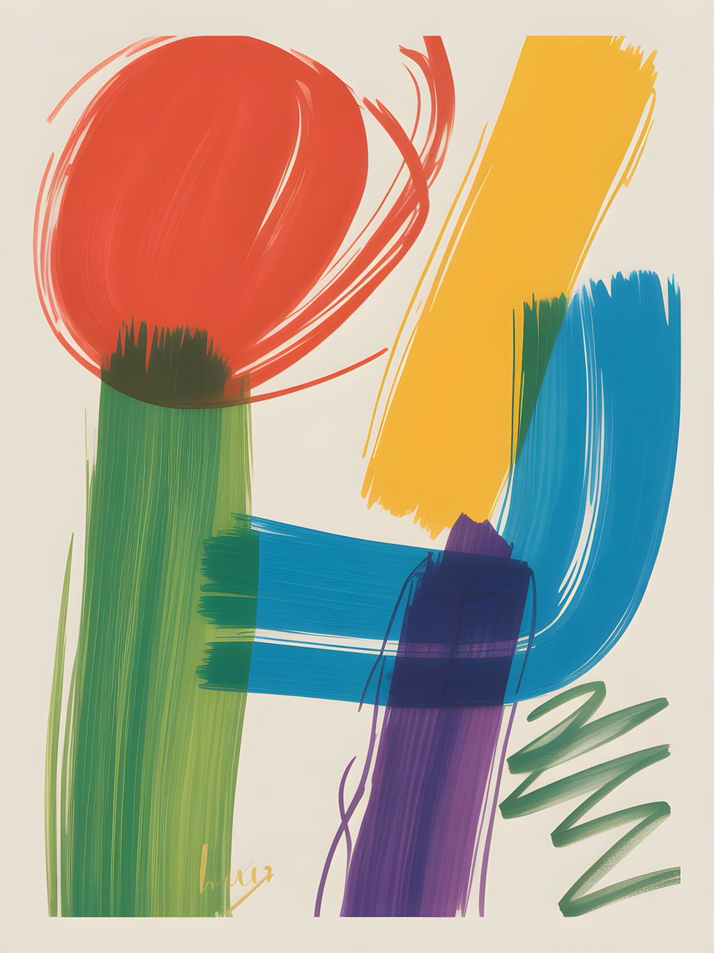 Abstract Colorful Botanical Forms Modern Wall Art