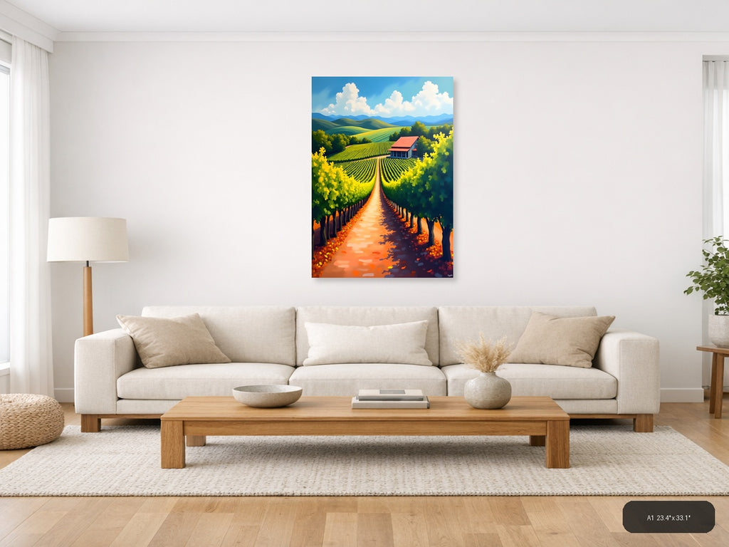 Vineyard Path Landscape Abstract Wall Art — A1 / Living Room