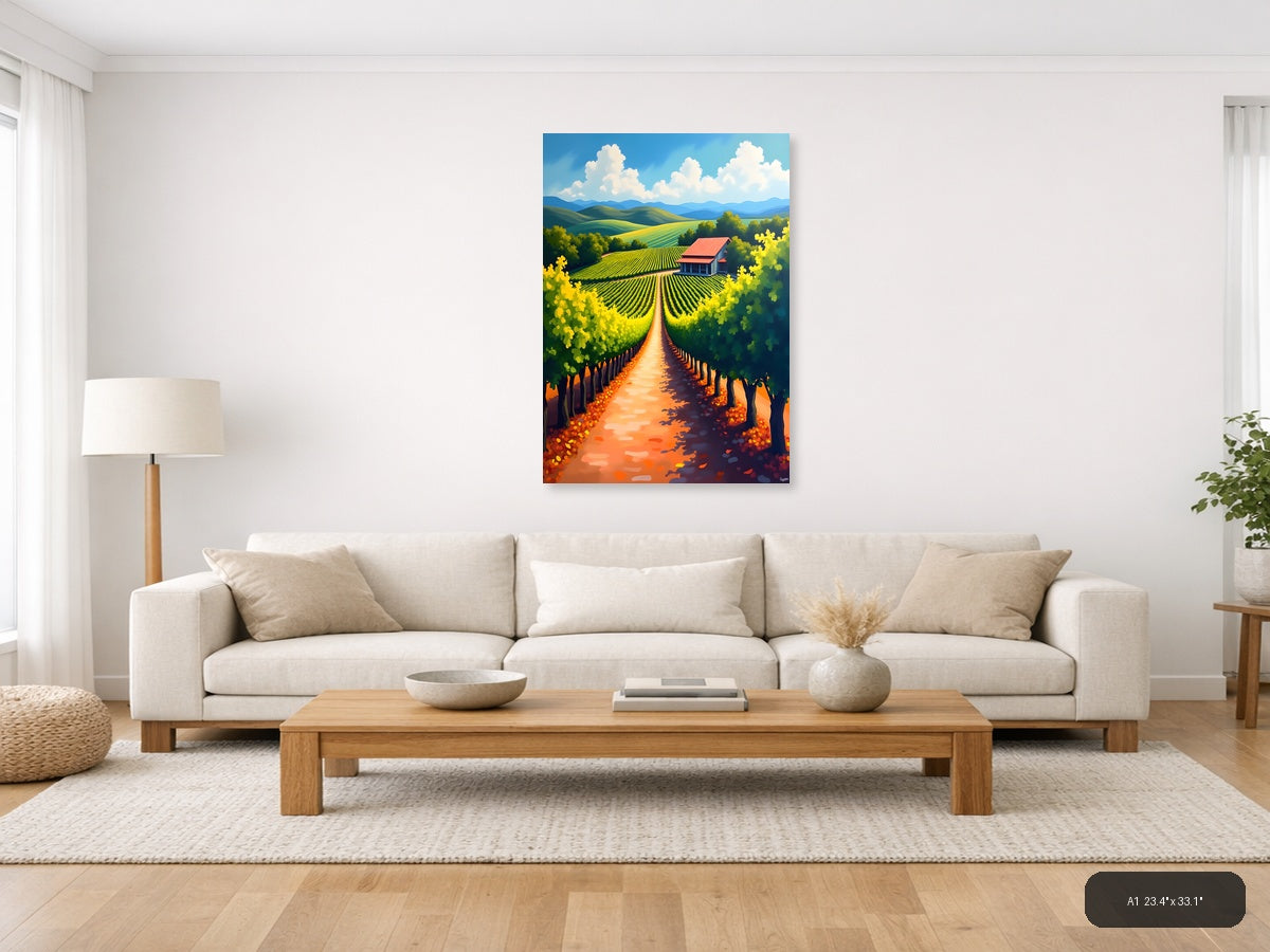 Vineyard Path Landscape Abstract Wall Art — A1 / Living Room