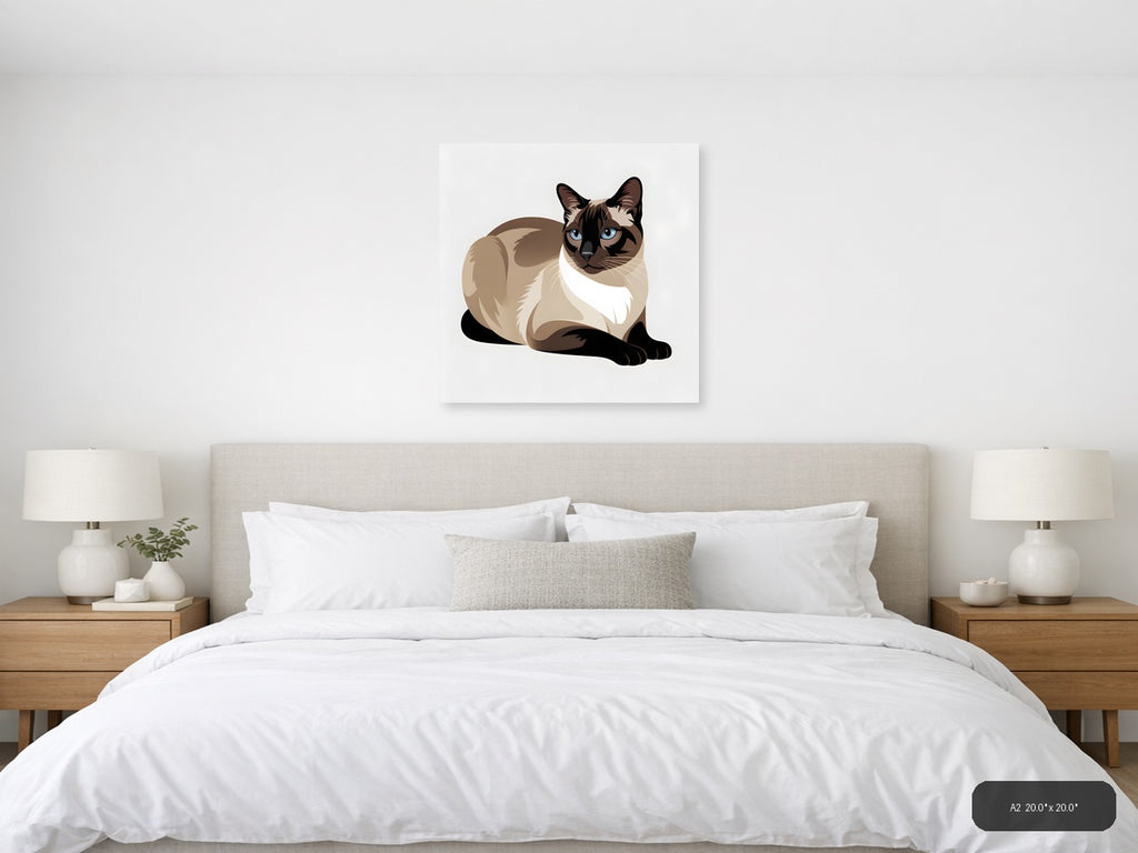 Siamese Cat with Blue Eyes Minimalist Wall Art — A2 / Bedroom