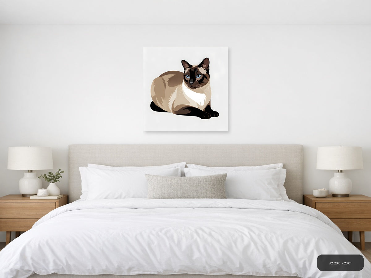 Siamese Cat with Blue Eyes Minimalist Wall Art — A2 / Bedroom