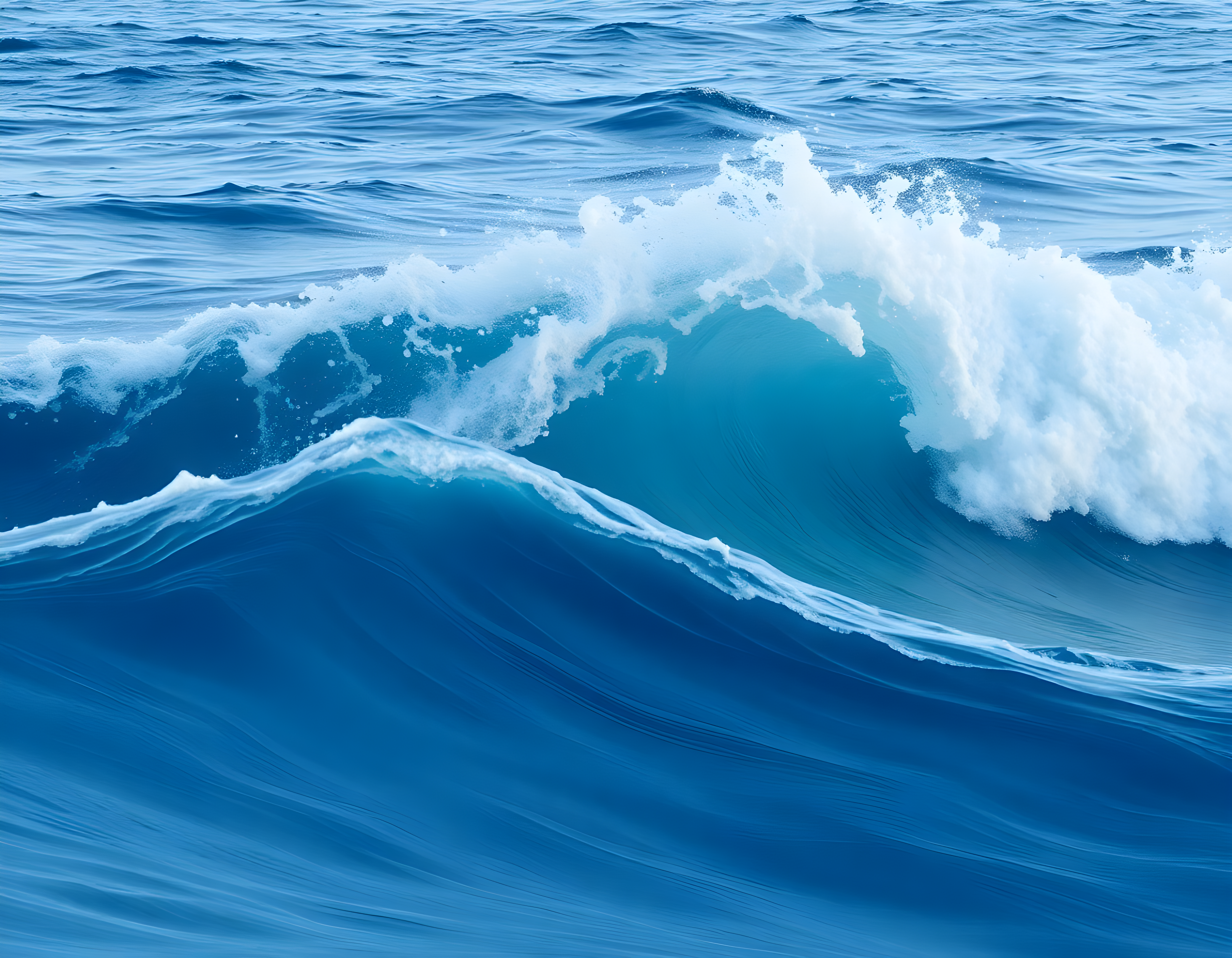 Minimalist Ocean Waves Blue Sea Wall Art
