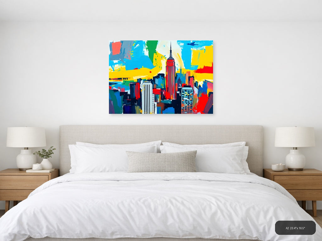 Abstract New York City Skyline Colorful Pop Art Wall Art — A2 / Bedroom