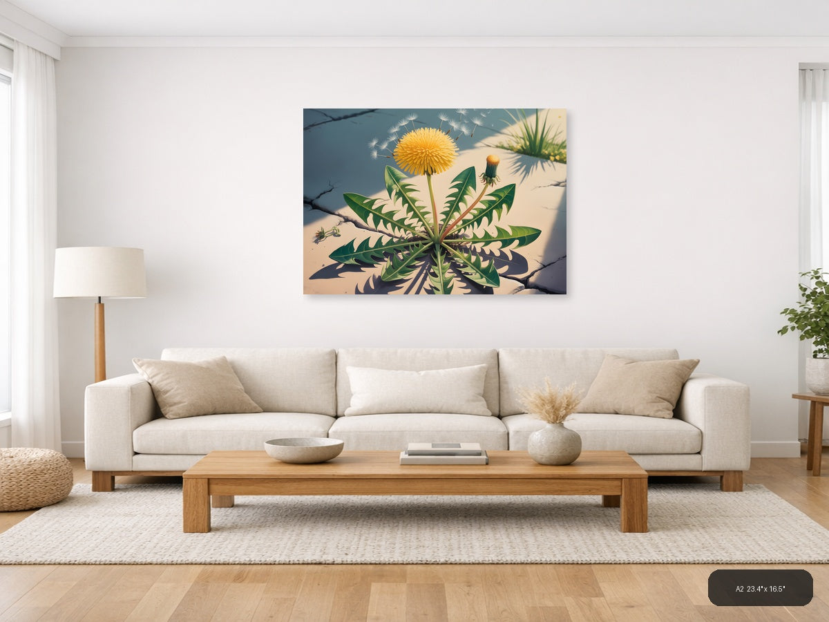 Vintage Dandelion Life Cycle Botanical Wall Art — A2 / Living Room