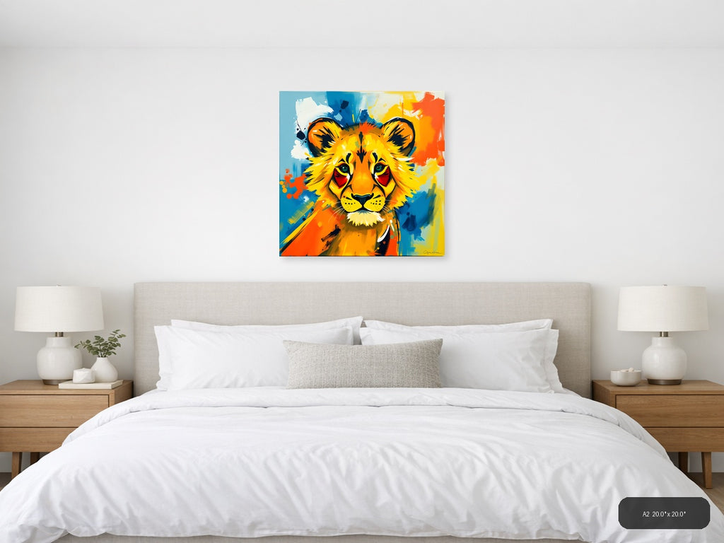 Colorful Abstract Lion Head Pop Art Wall Art — A2 / Bedroom