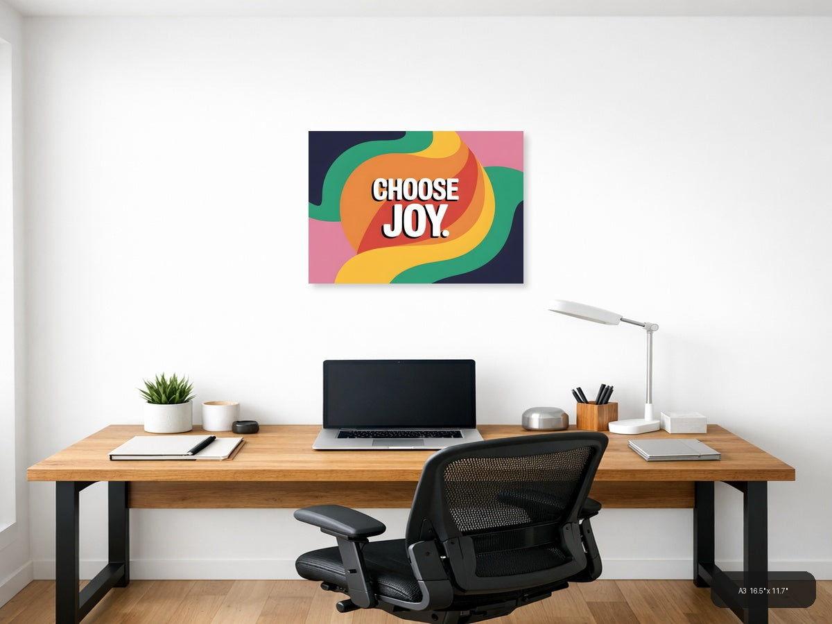 Choose Joy Colorful Abstract Wave Photography Wall Art — A3 / Office