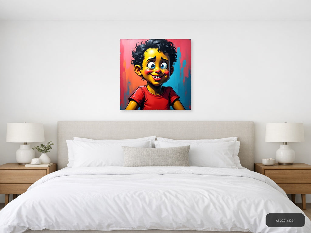 Vibrant Yellow Character Pop Art Wall Art — A2 / Bedroom