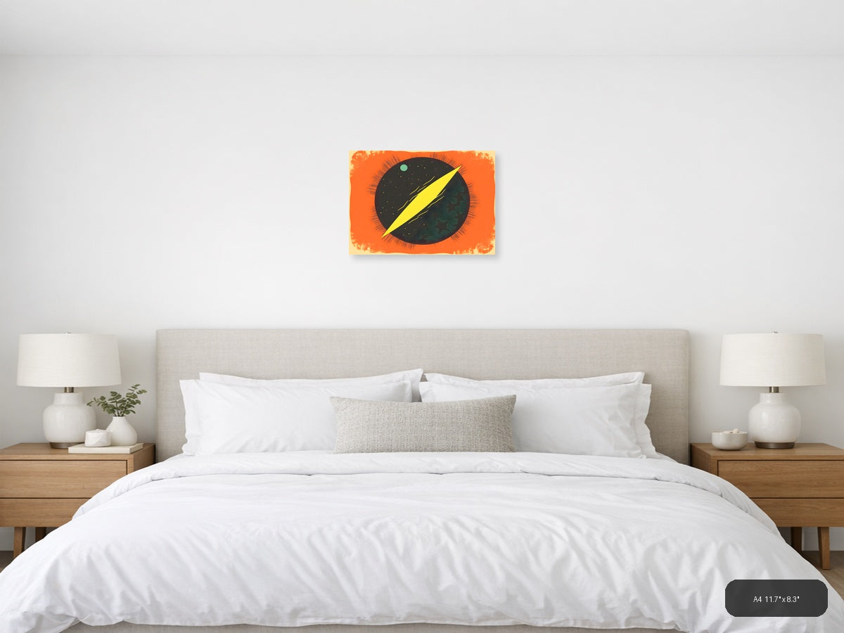 Vintage Cosmic Eye Lightning Bolt Wall Art — A4 / Bedroom