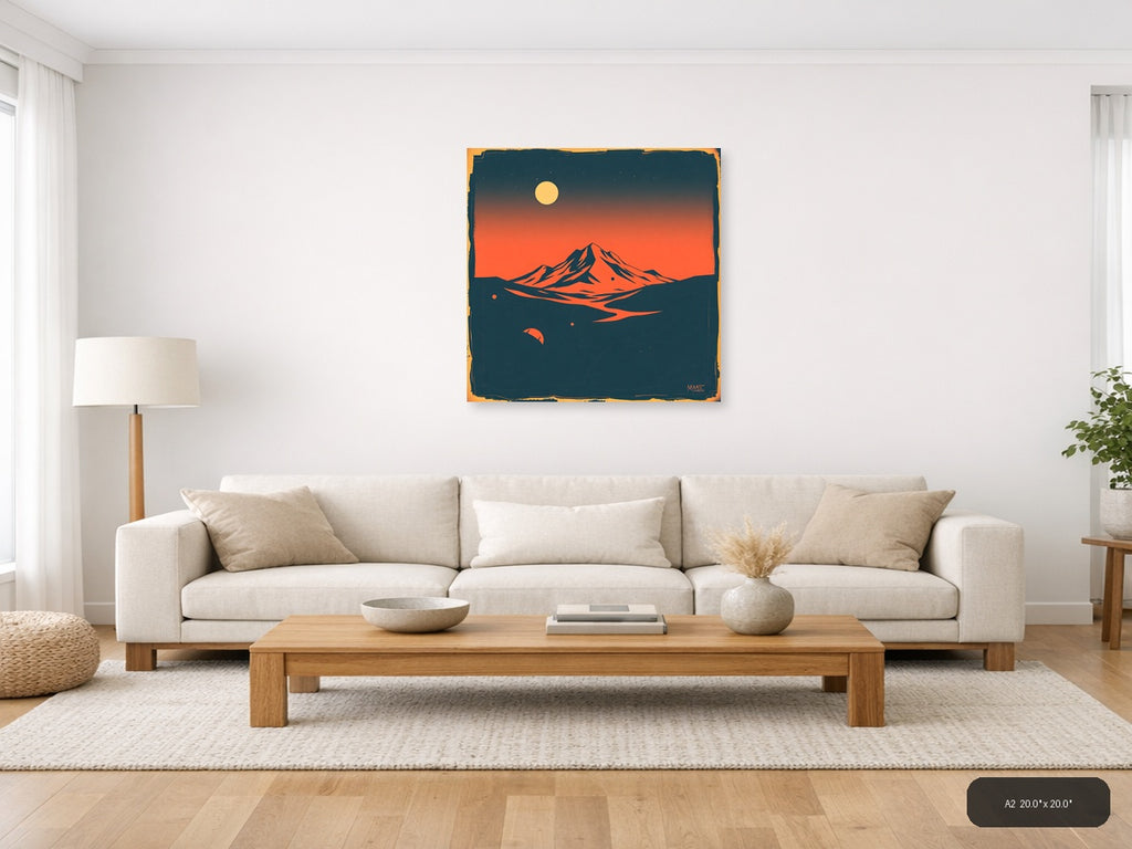 Vintage Mars Landscape Mountain Moon Wall Art — A2 / Living Room