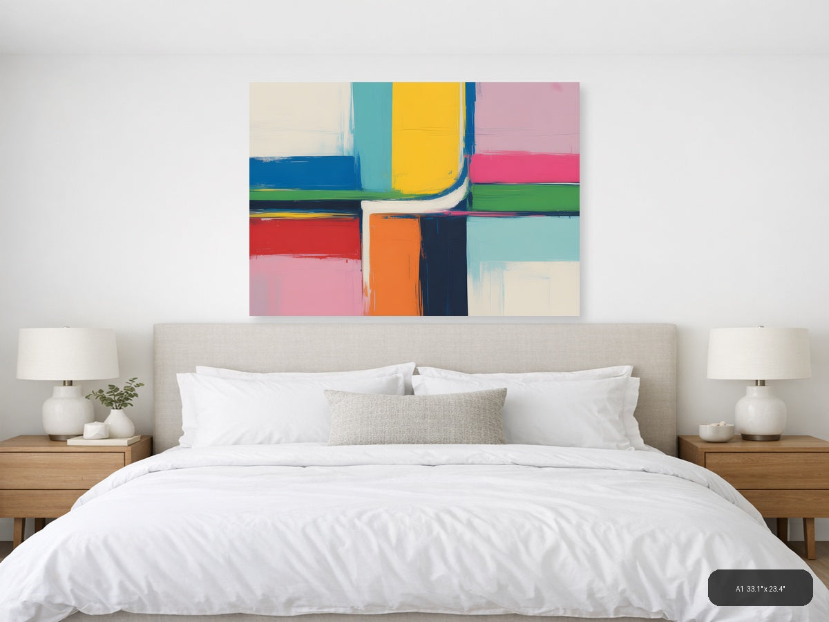 Colorful Abstract Geometric Shapes Modern Wall Art — A1 / Bedroom