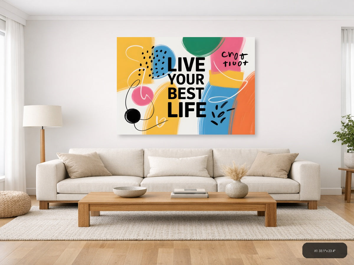 Live Your Best Life Abstract Colorful Wall Art — A1 / Living Room