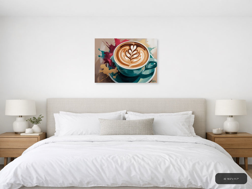 Abstract Coffee Cup Latte Art Splatter Wall Art — A3 / Bedroom