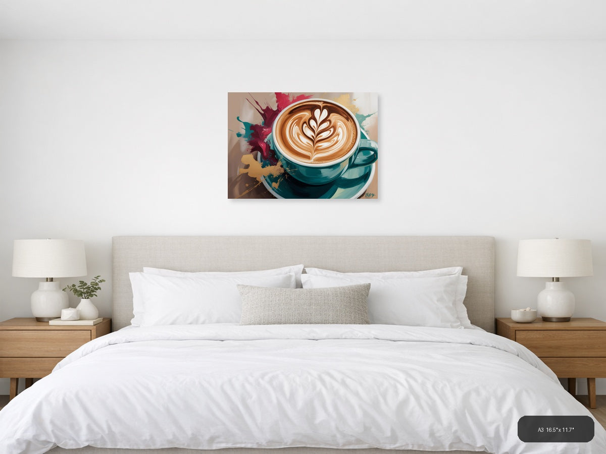 Abstract Coffee Cup Latte Art Splatter Wall Art — A3 / Bedroom