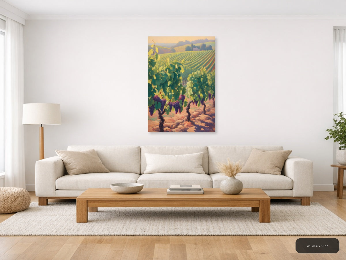 Golden Vineyard Landscape Abstract Wall Art — A1 / Living Room