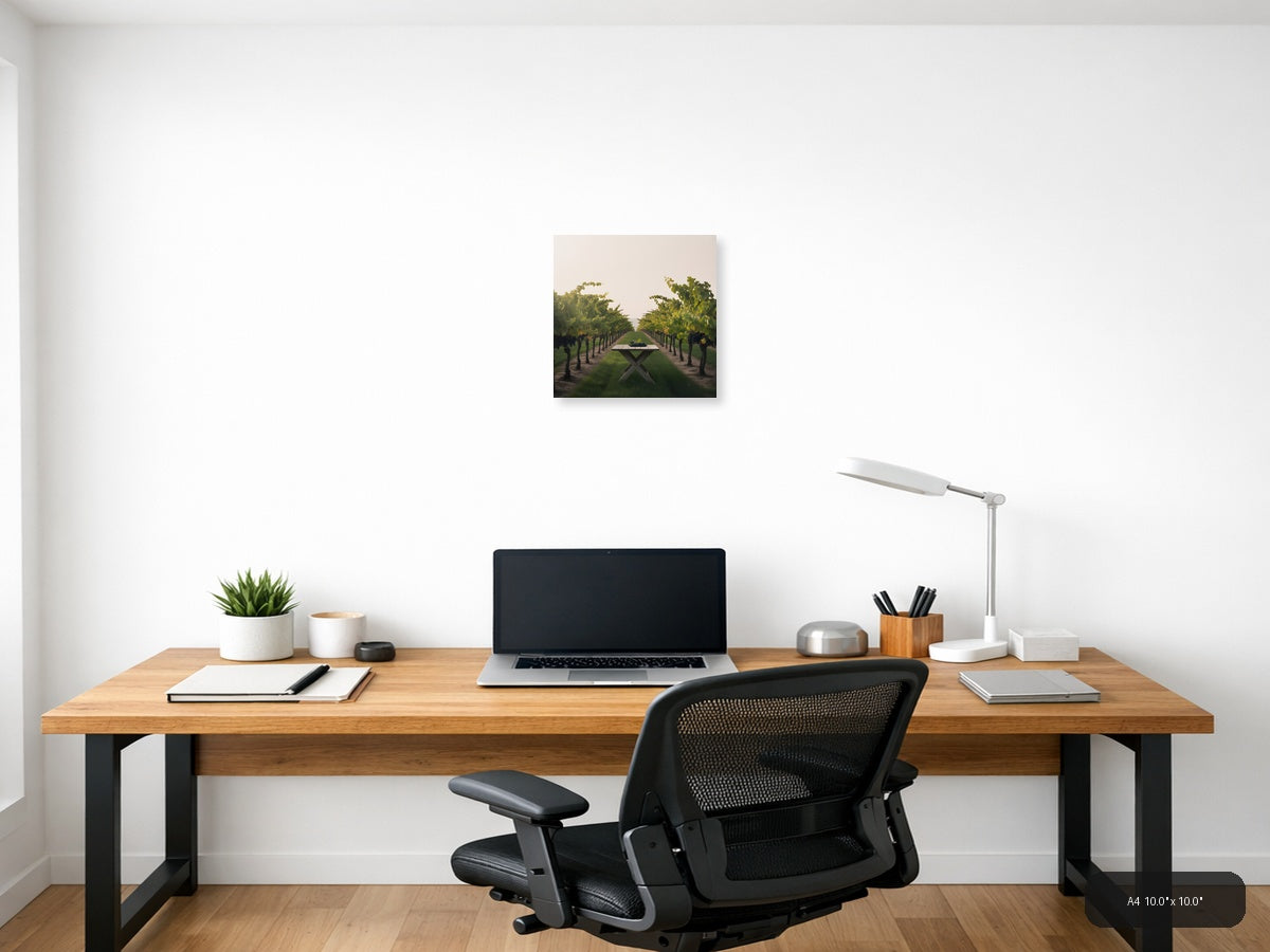 Vineyard Table Minimalist Landscape Wall Art — A4 / Office