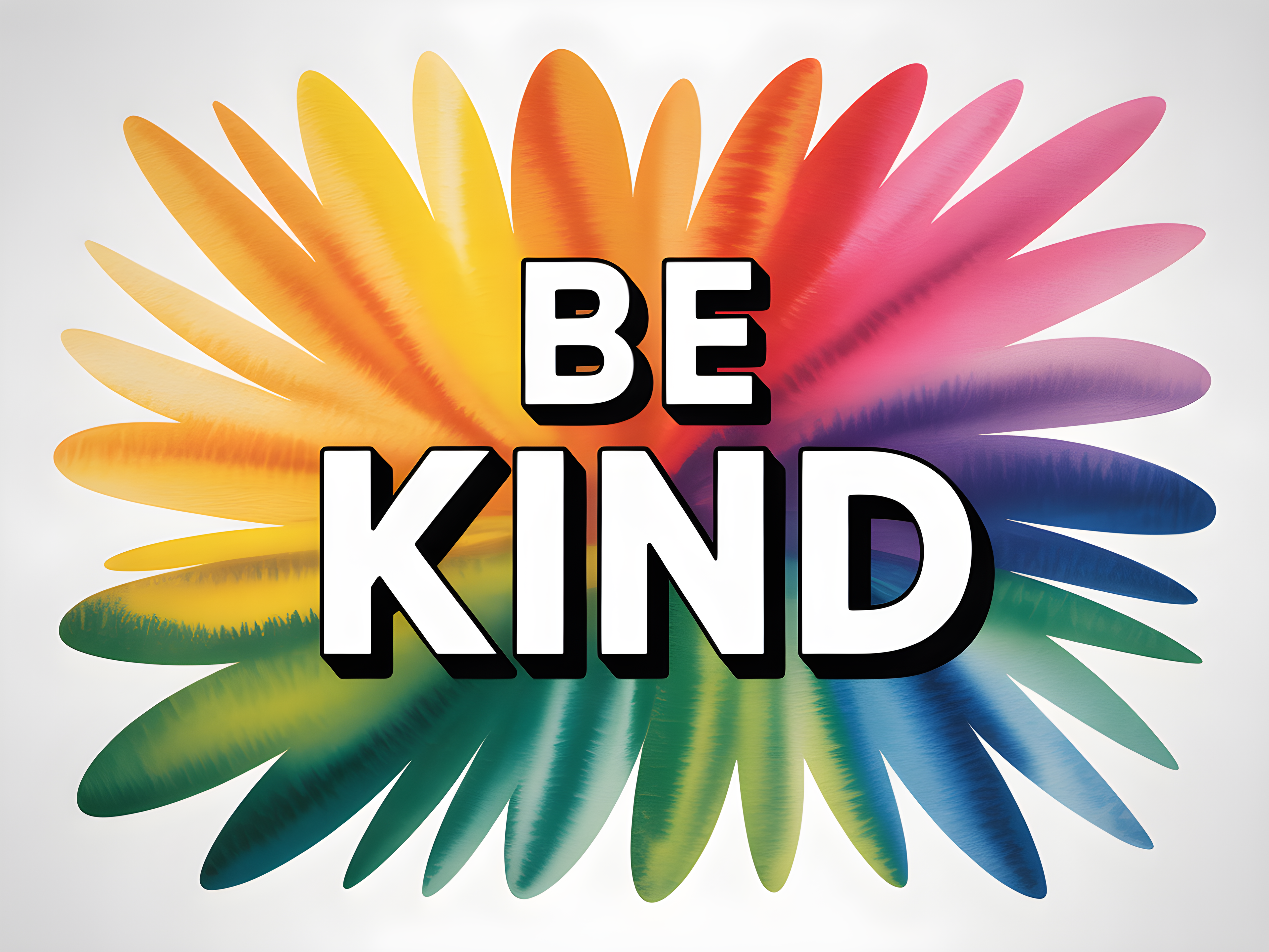 Be Kind Watercolor Rainbow Sunburst Wall Art