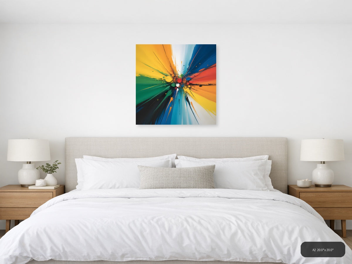 Colorful Paint Explosion Abstract Canvas Wall Art — A2 / Bedroom