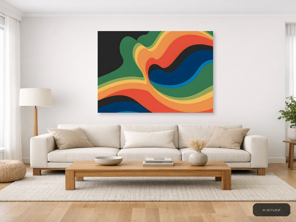 Colorful Abstract Wave Photography Wall Art — A1 / Living Room