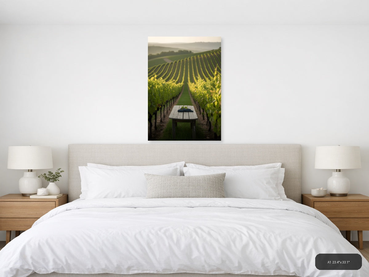 Vineyard Harvest Table Minimalist Wall Art — A1 / Bedroom