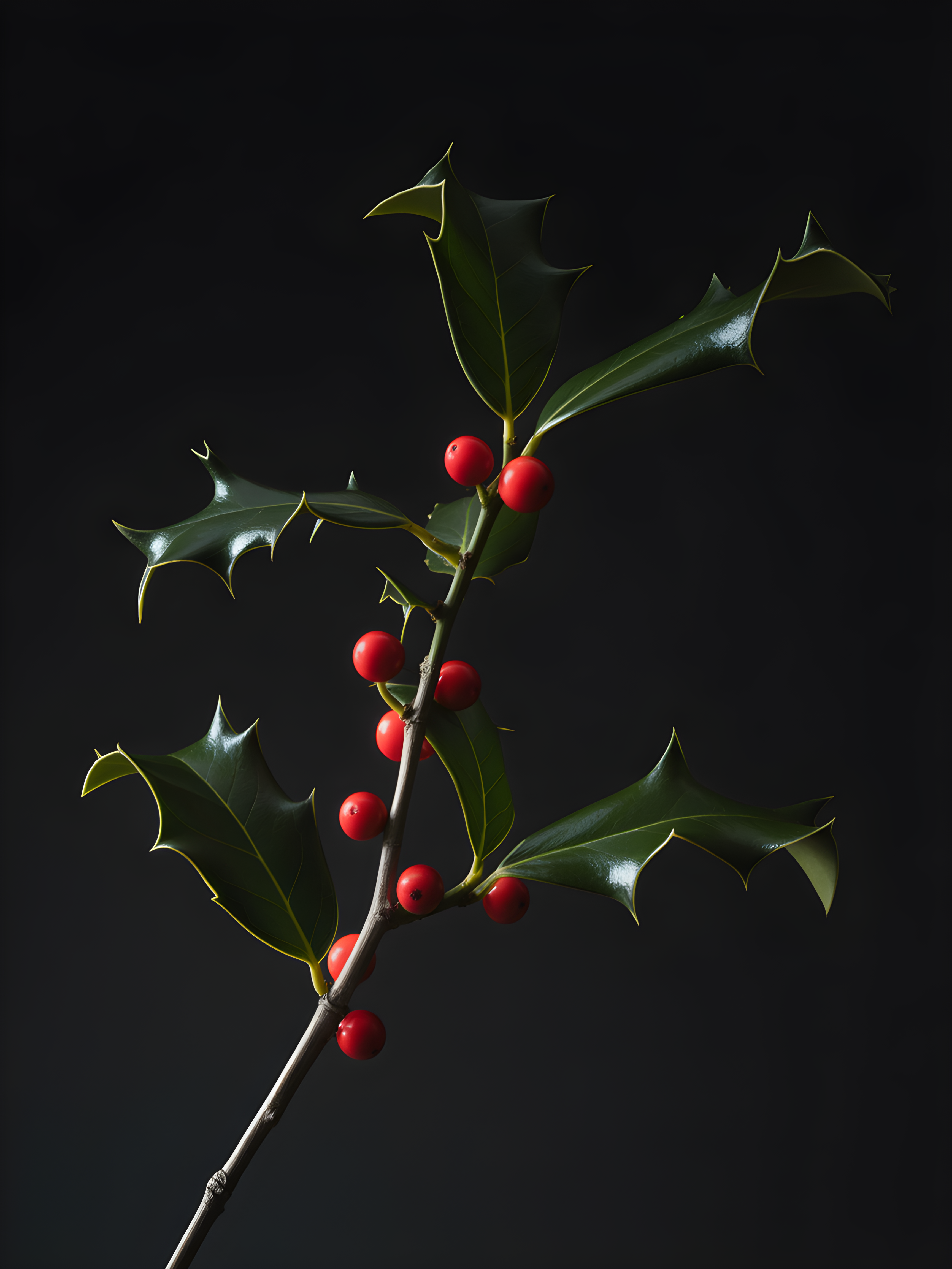 Holly Branch with Red Berries | Fine Art Photography Wall Art