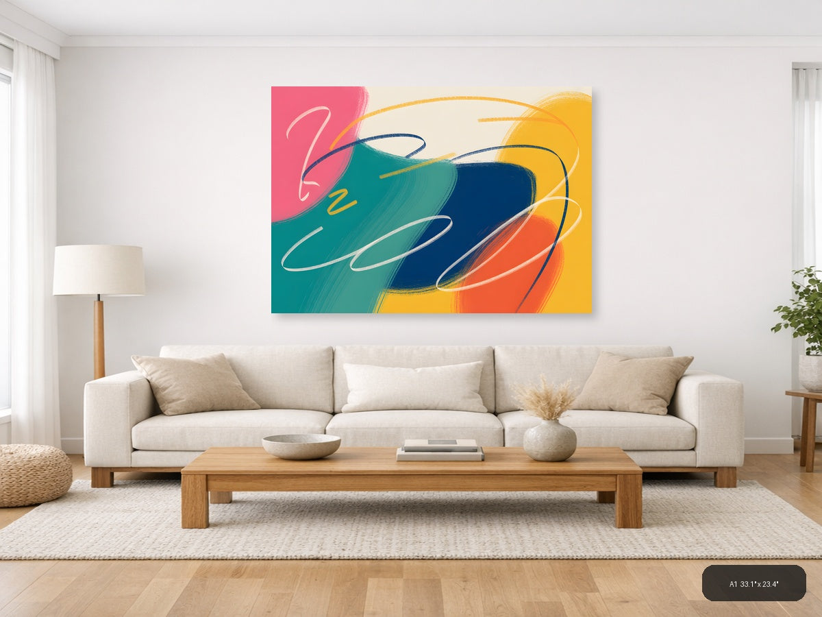 Colorful Abstract Brushstrokes Landscape Wall Art — A1 / Living Room
