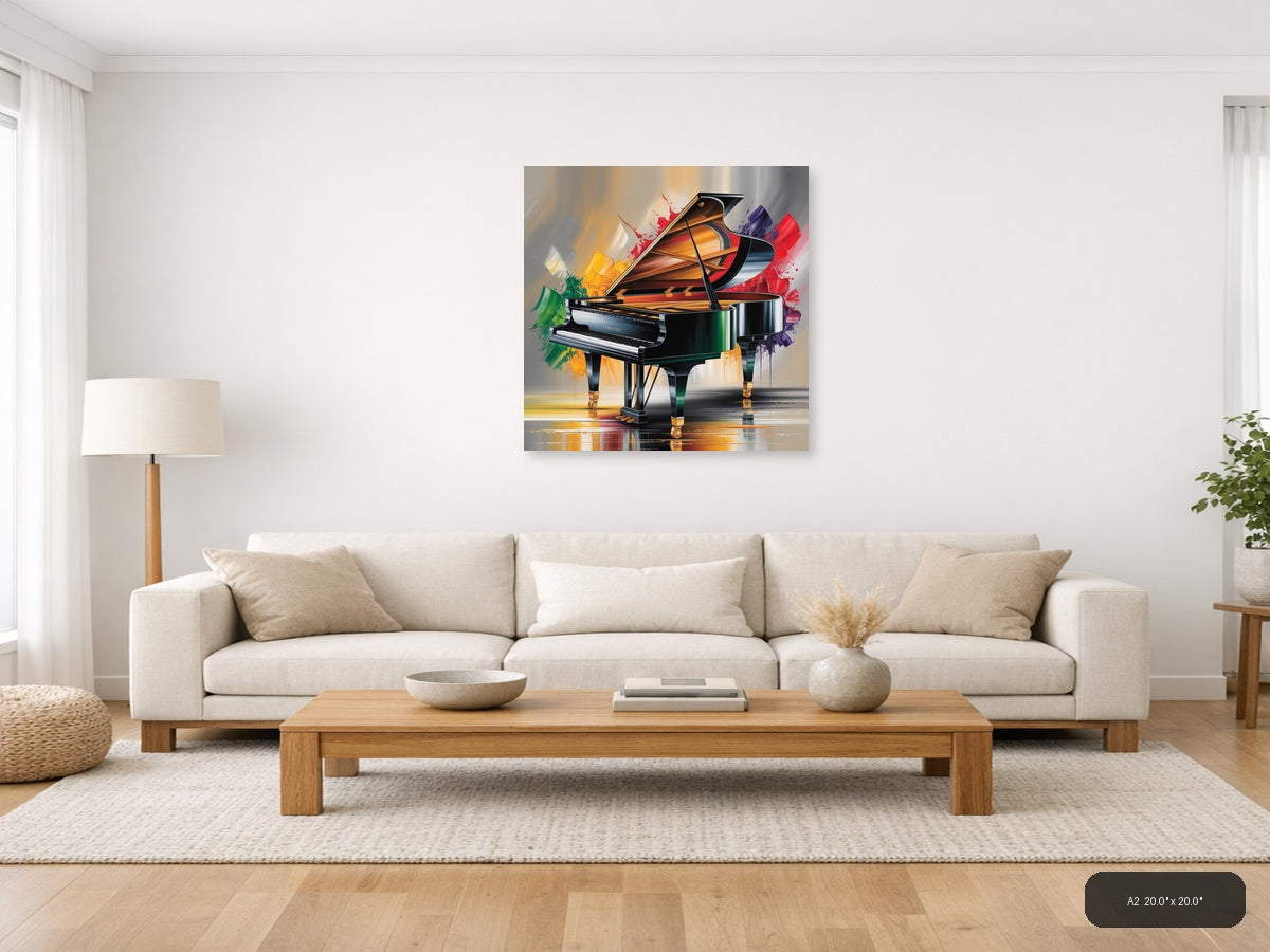 Piano — Abstract (Square) Canvas Print | Abstract Wall Art | A4 A3 A2 A1 — A2 / Living Room