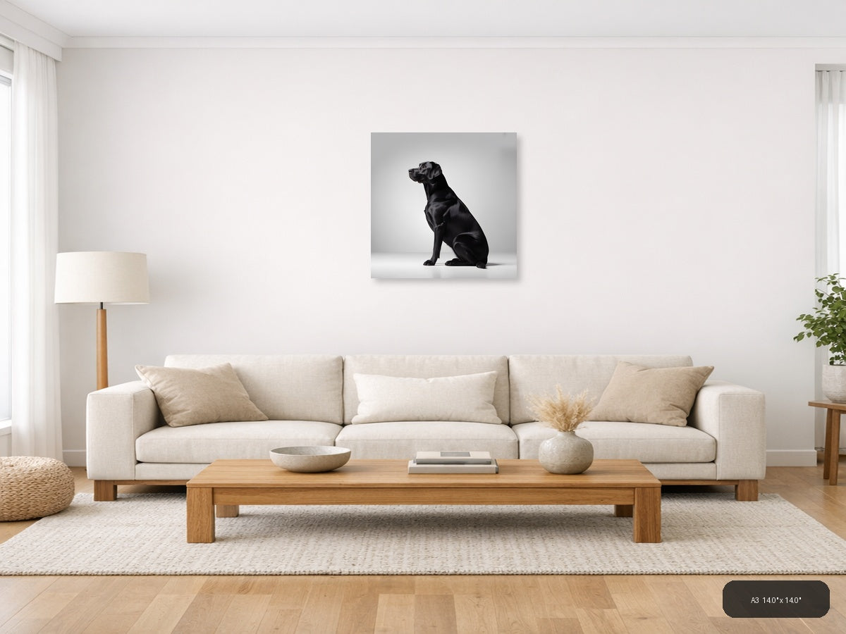 Black Labrador Minimalist Portrait Wall Art — A3 / Living Room