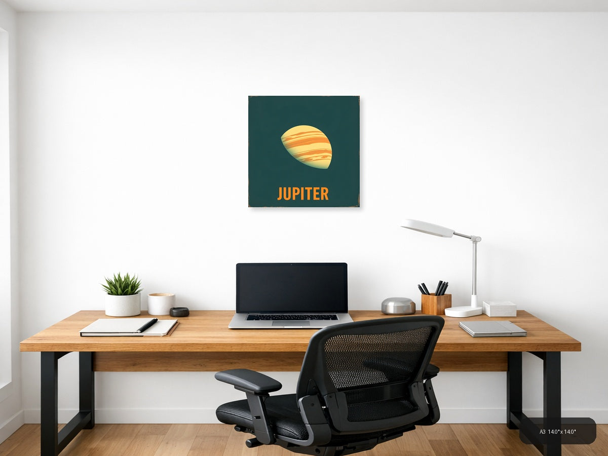 Jupiter Planet Vintage Retro Space Wall Art — A3 / Office