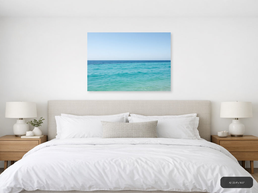Minimalist Turquoise Ocean Horizon Wall Art — A2 / Bedroom