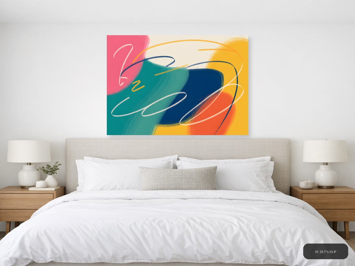 Colorful Abstract Brushstrokes Landscape Wall Art — A1 / Bedroom