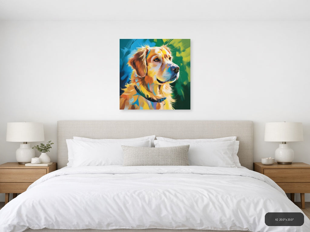 Colorful Abstract Dog Portrait Modern Wall Art — A2 / Bedroom