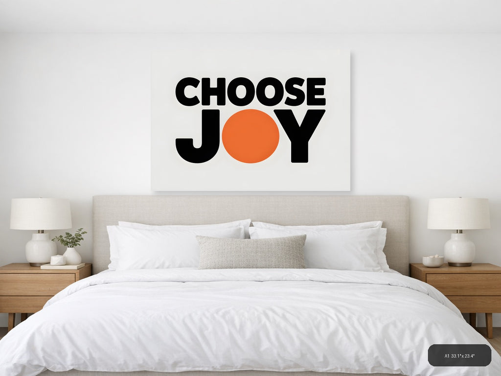 Choose Joy Minimalist Orange Circle Wall Art — A1 / Bedroom