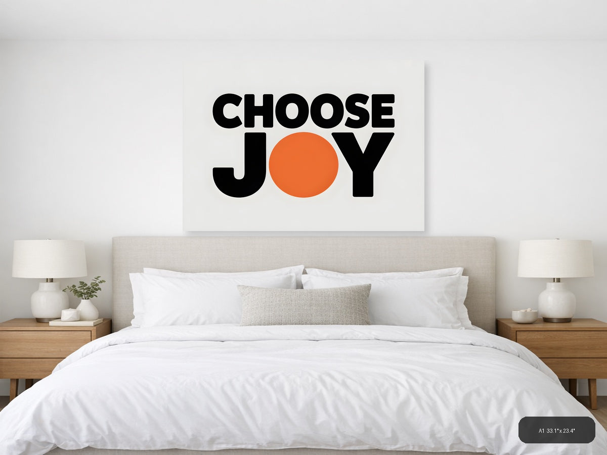Choose Joy Minimalist Orange Circle Wall Art — A1 / Bedroom