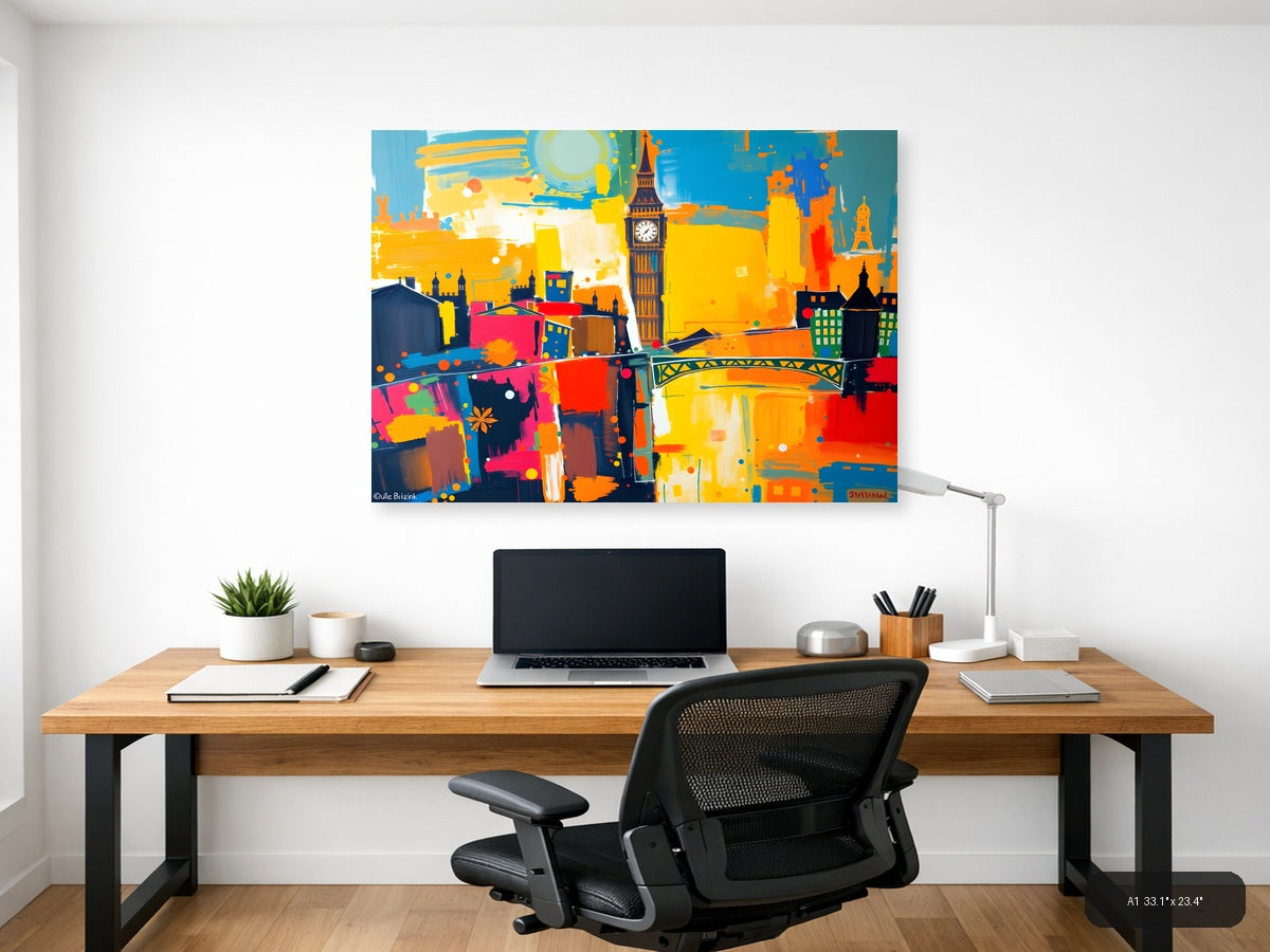 Abstract London Skyline Big Ben Colorful Modern Wall Art — A1 / Office