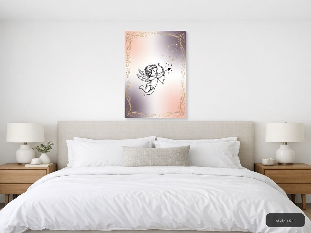 Cupid with Bow and Arrows Line Art Wall Art — A1 / Bedroom