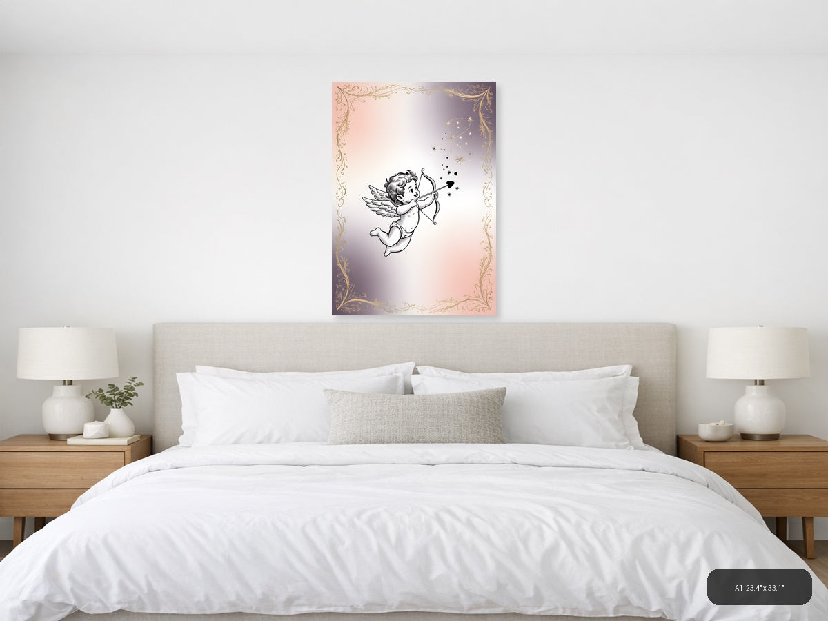 Cupid with Bow and Arrows Line Art Wall Art — A1 / Bedroom