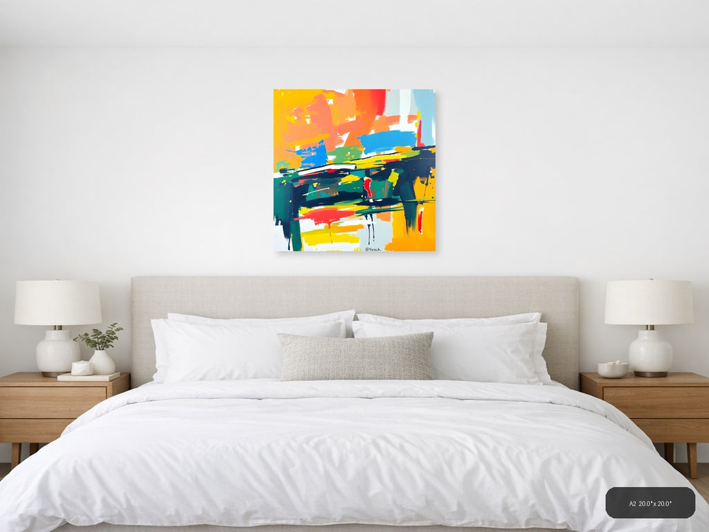 Vibrant Abstract Brushstrokes Colorful Modern Wall Art — A2 / Bedroom