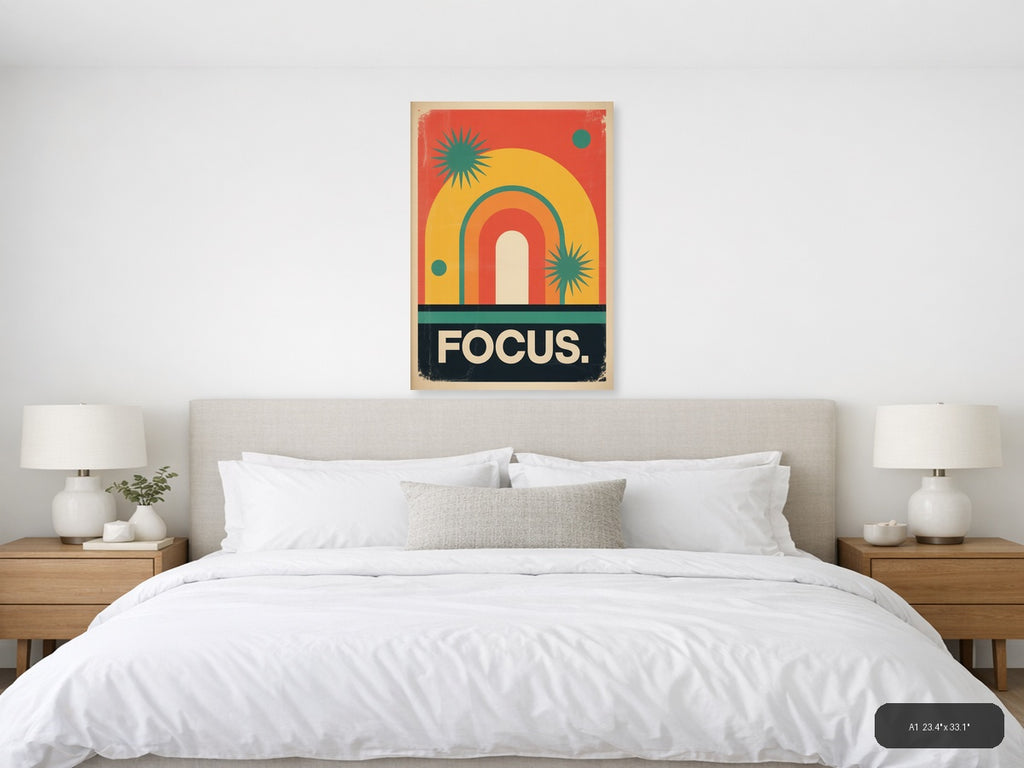 Focus Vintage Retro Sun Gate Abstract Wall Art — A1 / Bedroom