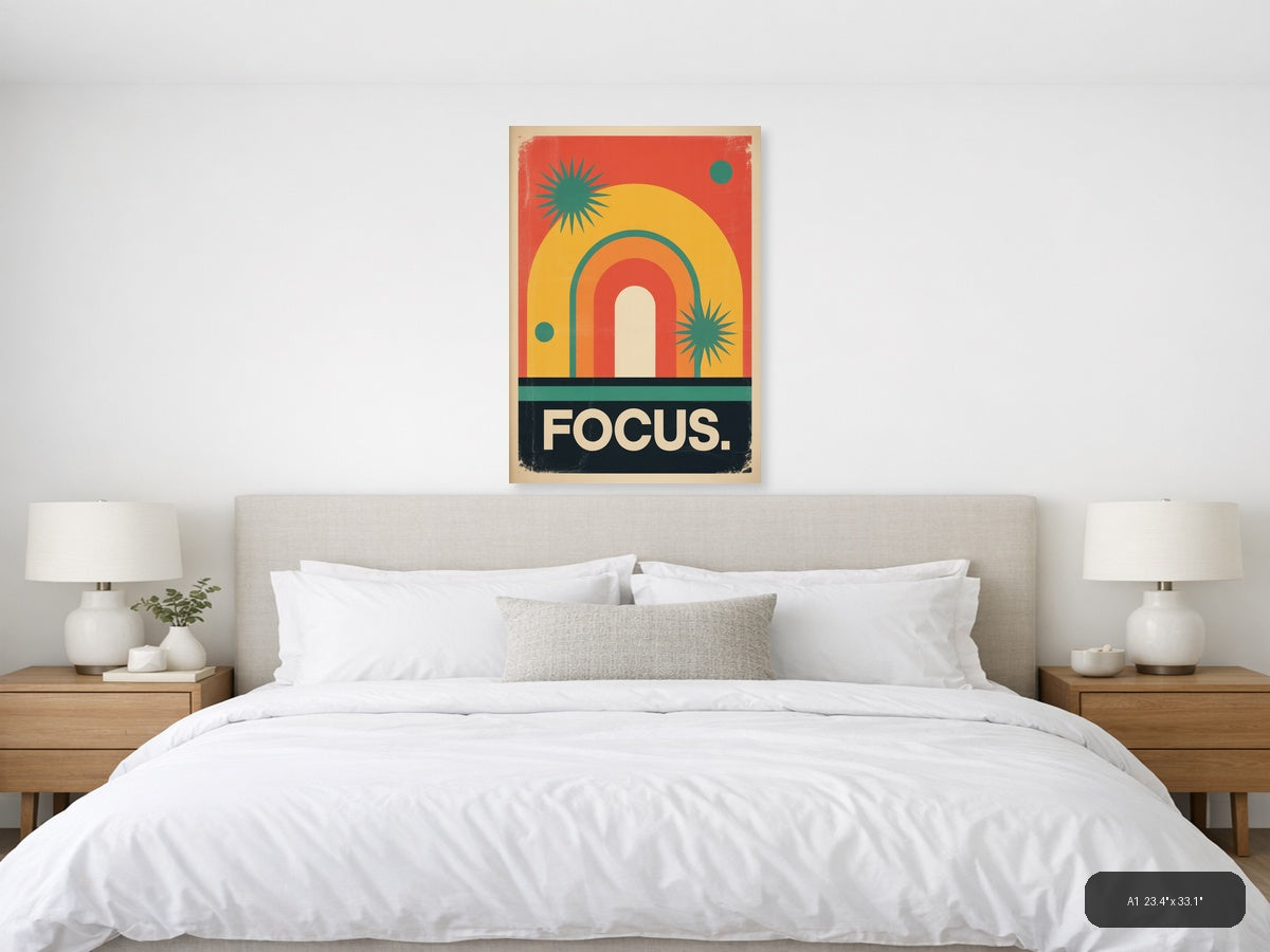 Focus Vintage Retro Sun Gate Abstract Wall Art — A1 / Bedroom