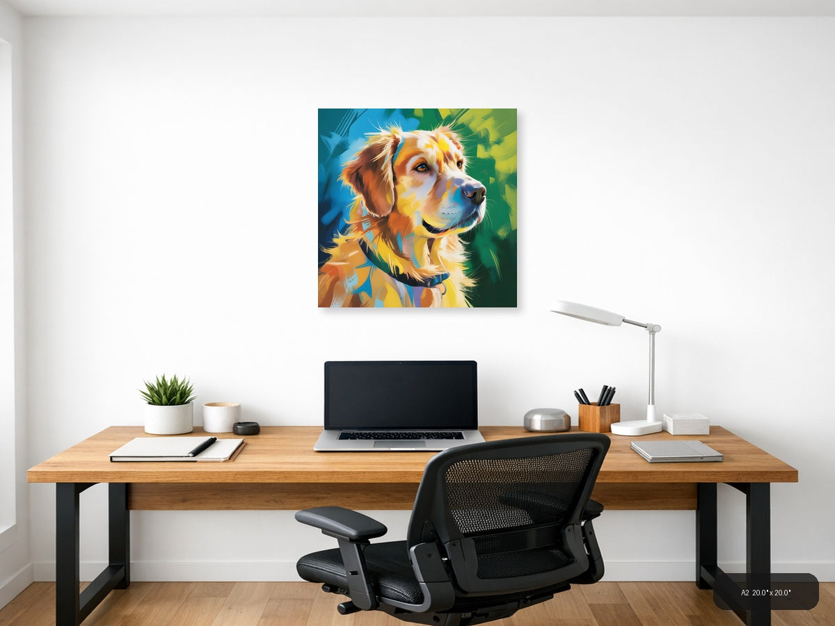 Colorful Abstract Dog Portrait Modern Wall Art — A2 / Office