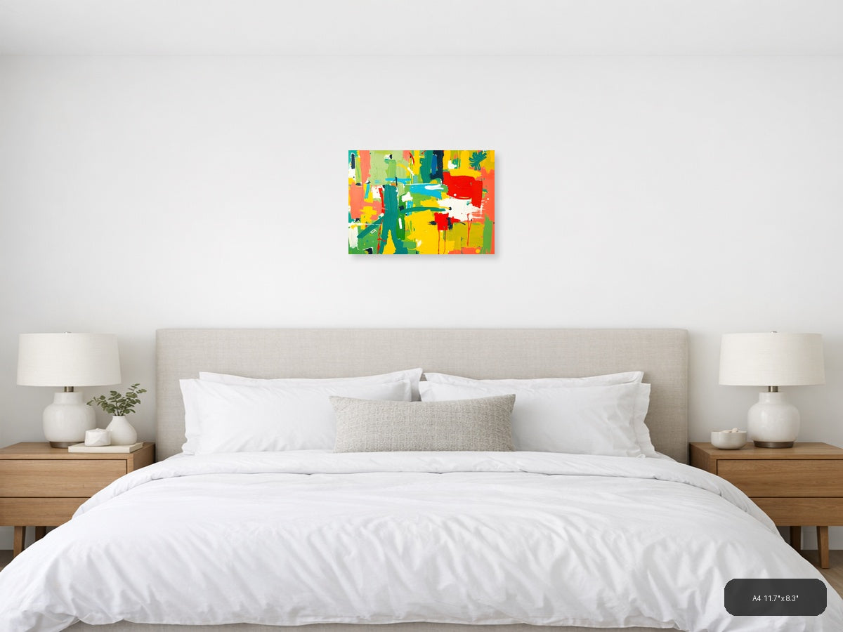 Vibrant Abstract Expressionist Landscape Wall Art — A4 / Bedroom
