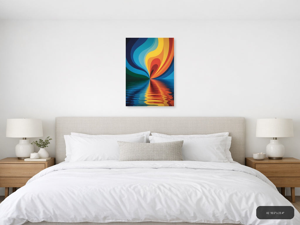 Colorful Flame Reflection Abstract Photography Wall Art — A2 / Bedroom