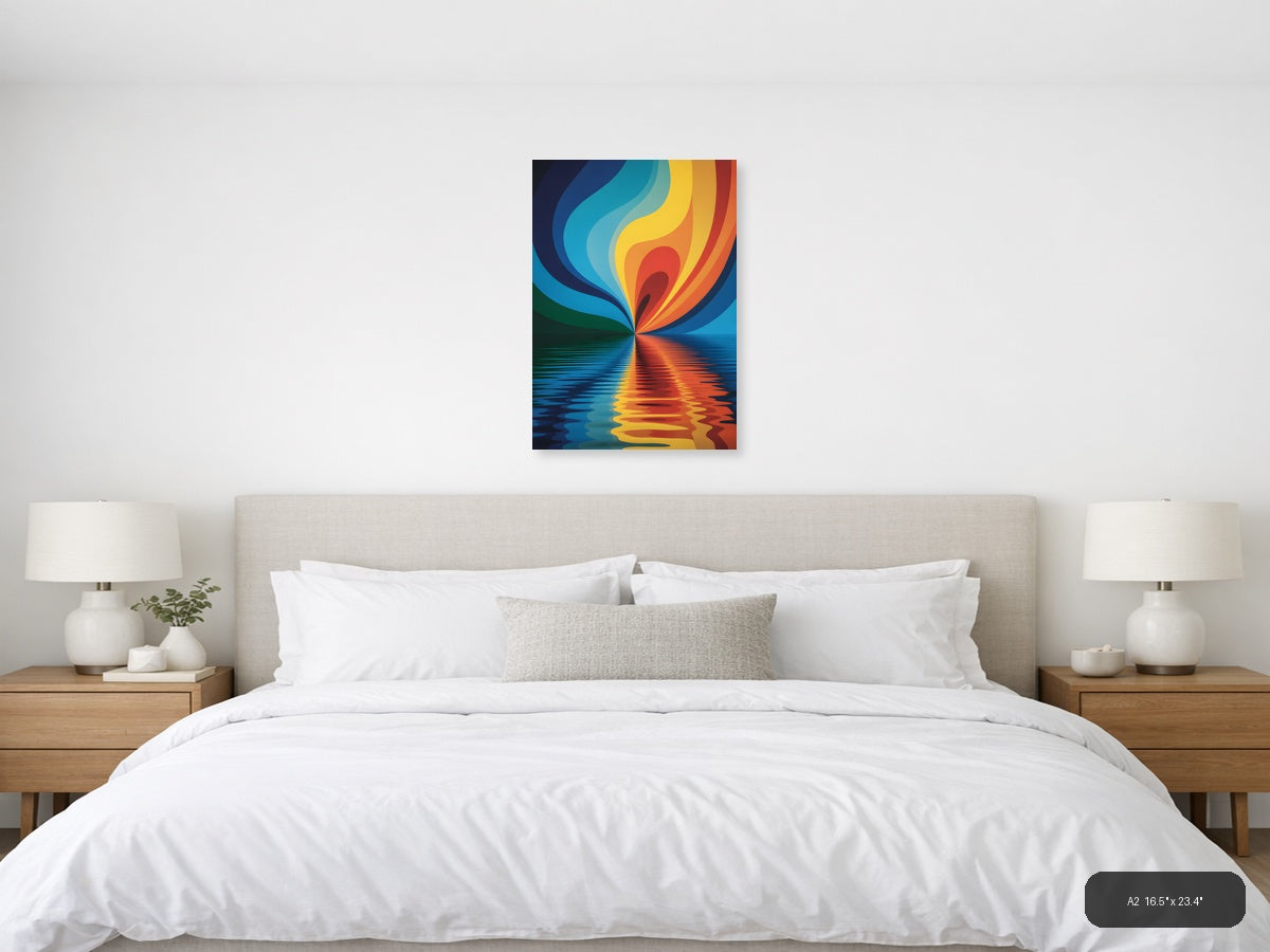 Colorful Flame Reflection Abstract Photography Wall Art — A2 / Bedroom