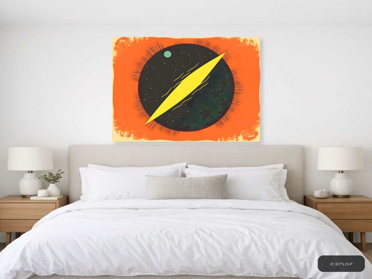 Vintage Cosmic Eye Lightning Bolt Wall Art — A1 / Bedroom