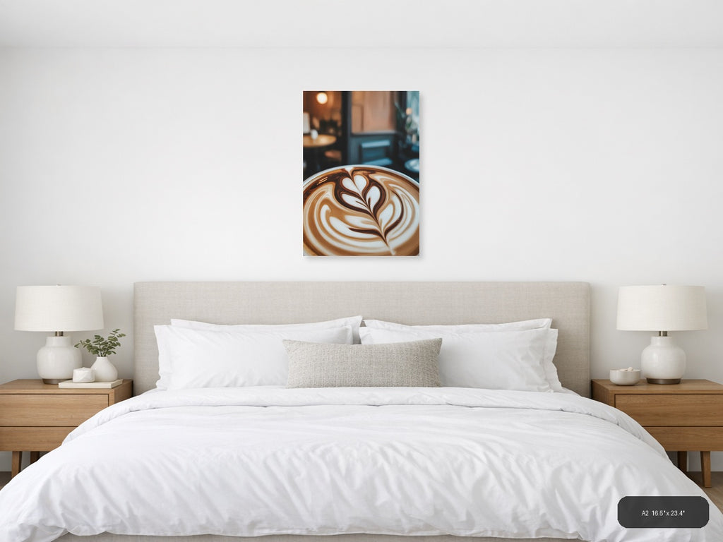 Abstract Latte Art Coffee Cup Canvas Wall Art — A2 / Bedroom