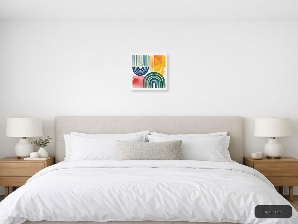 Abstract Watercolor Geometric Shapes Colorful Wall Art — A4 / Bedroom