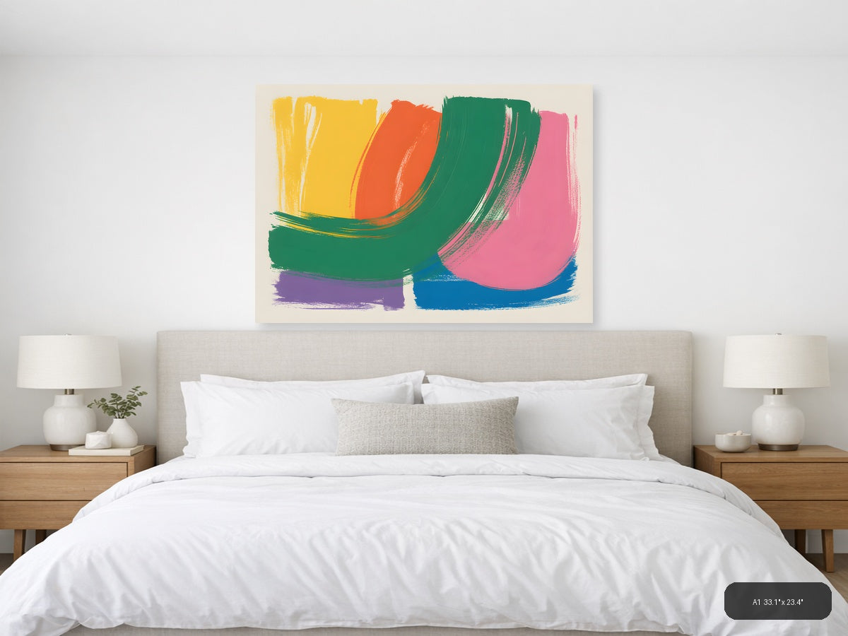 Vibrant Abstract Brushstrokes Landscape Wall Art — A1 / Bedroom