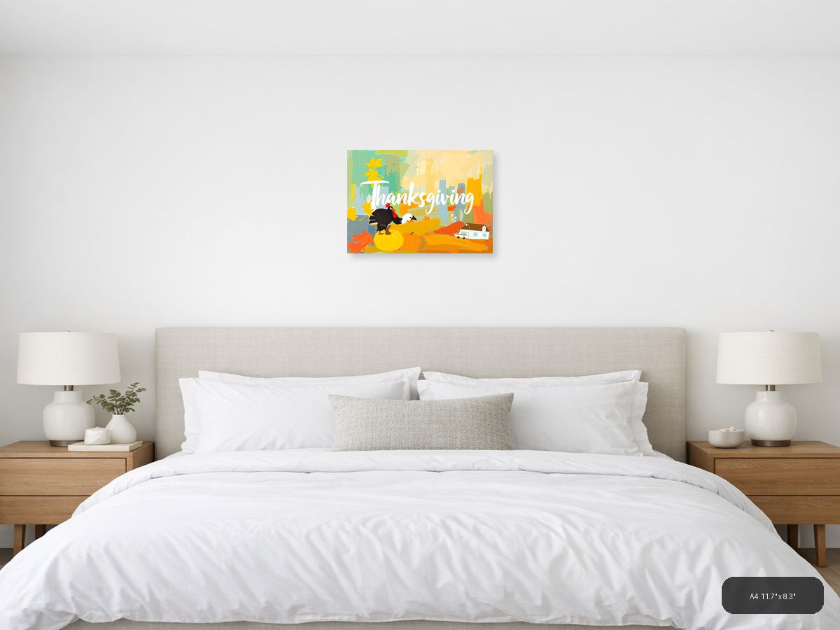 Thanksgiving Turkey Abstract Cityscape Wall Art — A4 / Bedroom
