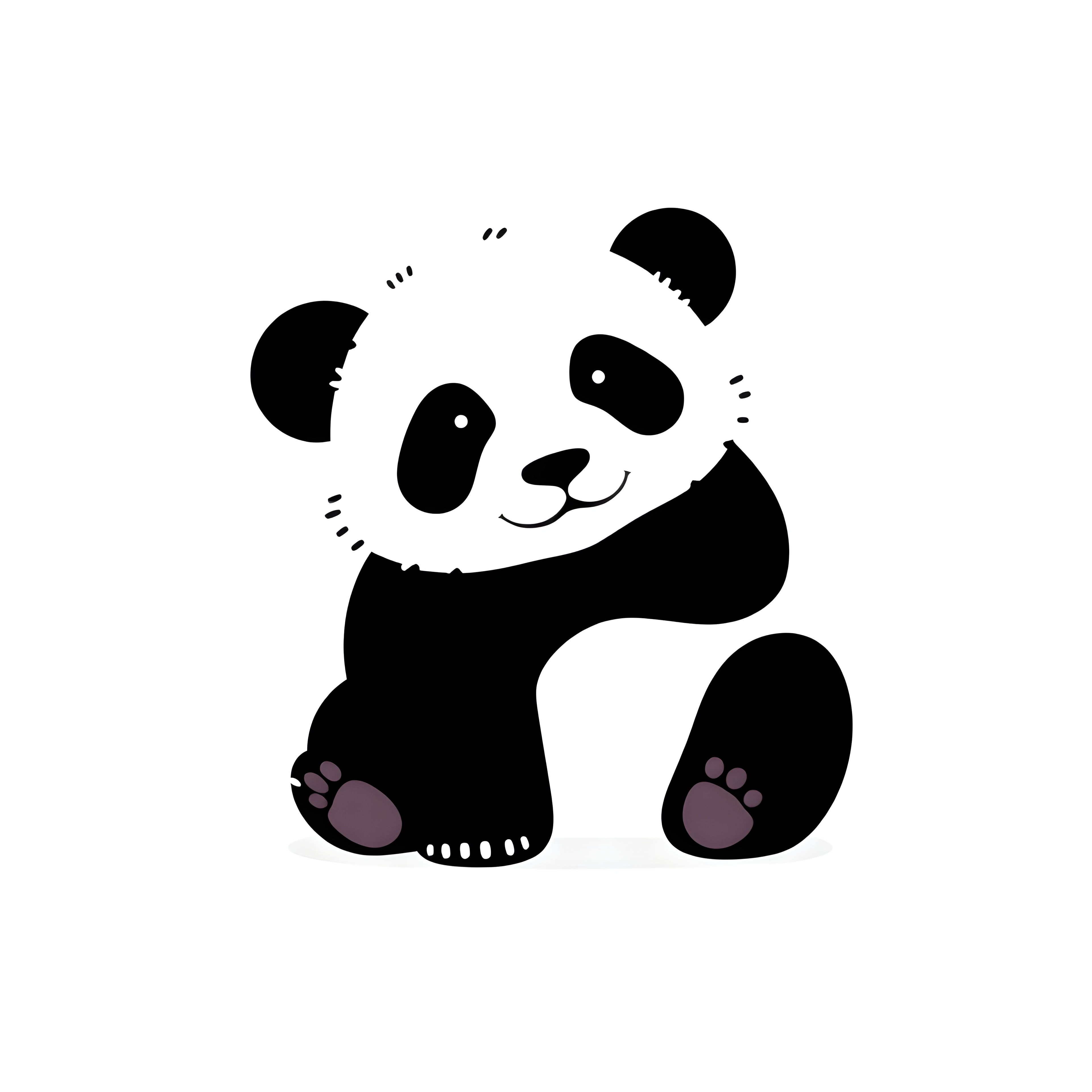 Playful Panda Minimalist Black & White Wall Art